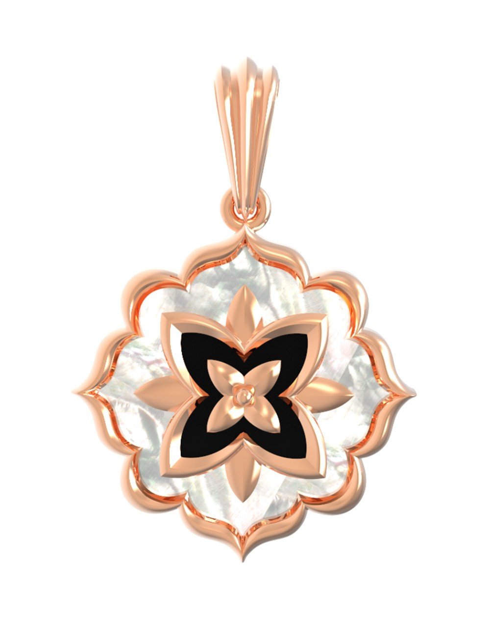 Подвеска из золота c ониксом и перламутром