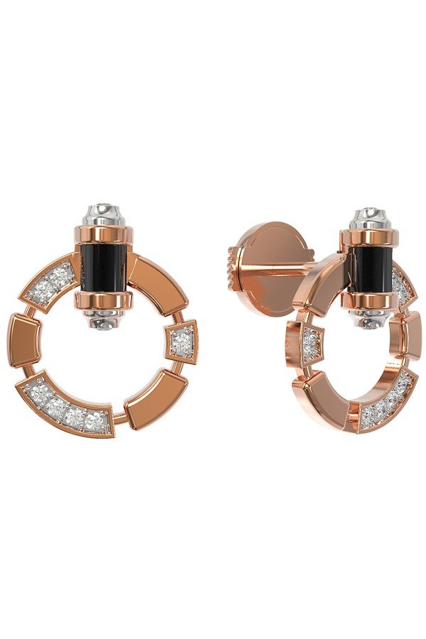 Серьги из золота c бриллиантами и ониксом