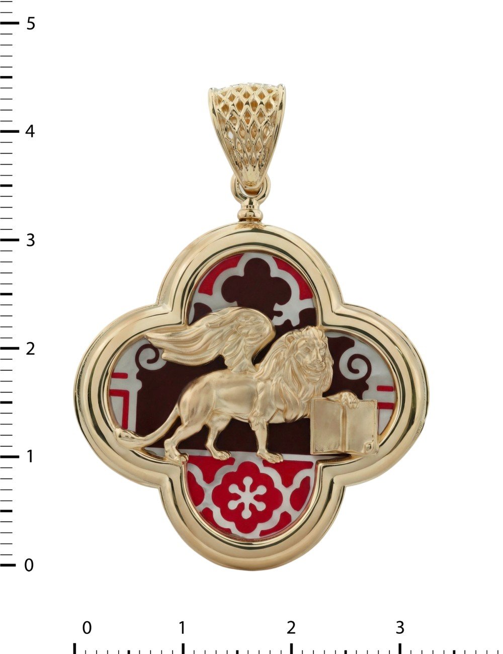 Подвеска из золота c эмалью и перламутром