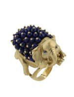 Кольцо из лимонного золота c эмалью и лазуритом