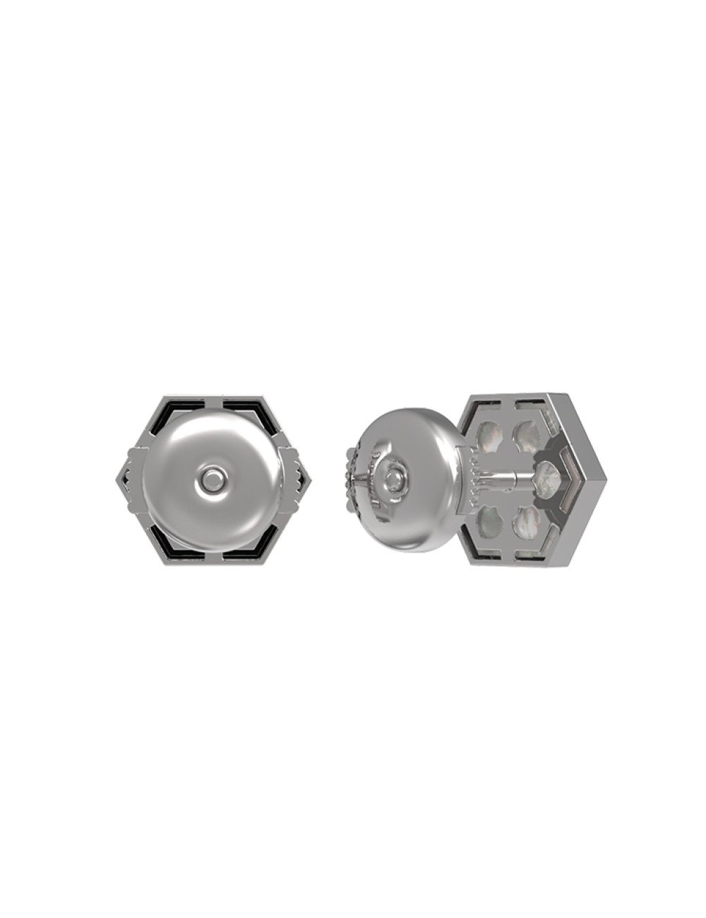 Серьги из белого золота c ониксом и перламутром