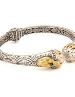 Браслет из серебра и золота c бриллиантами и рубином