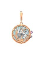 Подвеска из золота c бирюзой, аметистом и эмалью