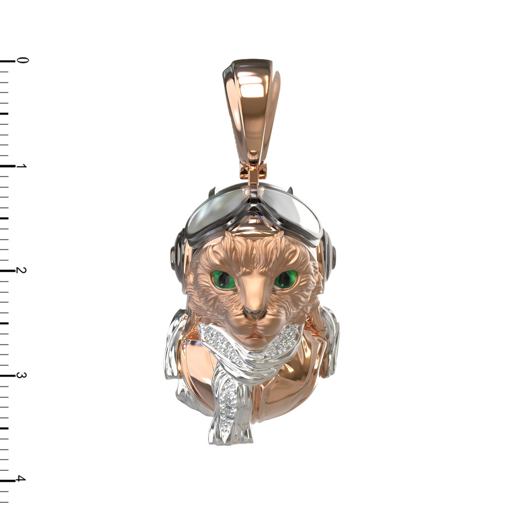 Подвеска из красного золота 585 пробы c эмалью, бриллиантами и рубином