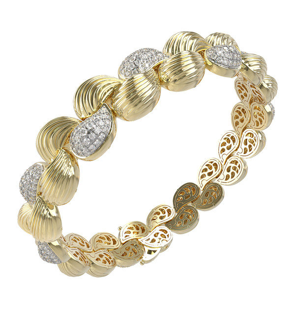 Браслет из лимонного золота 585 пробы c бриллиантами