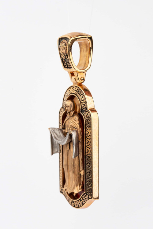 Нательная икона из красного золота 585 пробы c эмалью