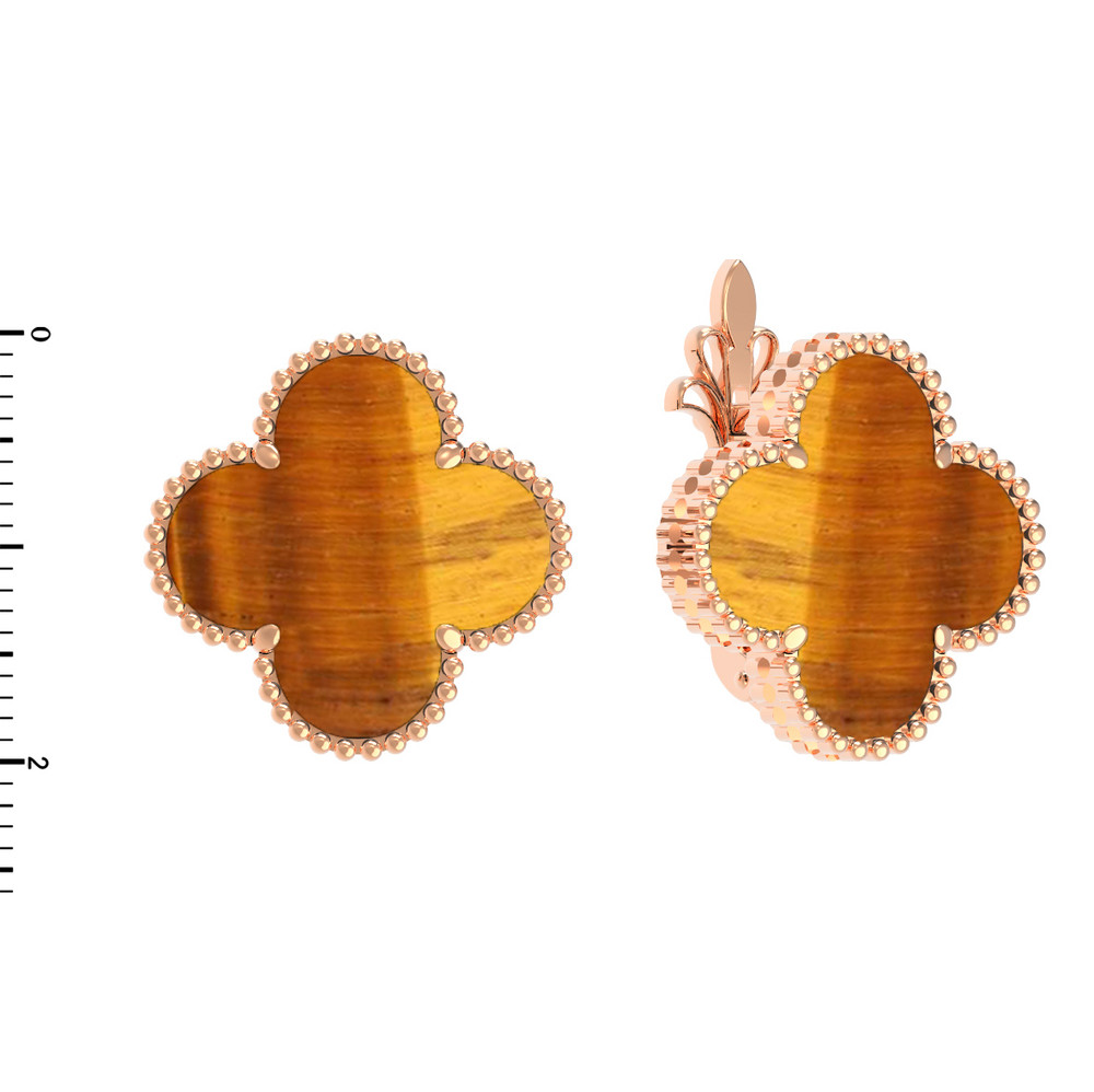 Серьги из красного золота 585 пробы c тигровым глазом