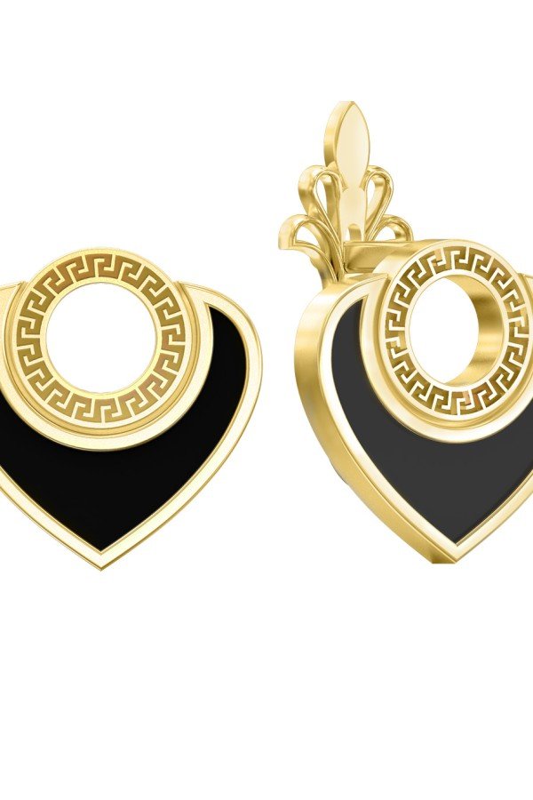 Серьги из лимонного золота c ониксом