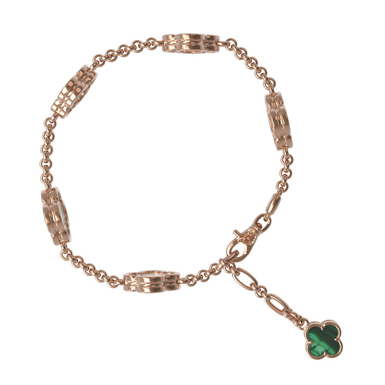 Браслет из красного золота 585 пробы c малахитом и перламутром