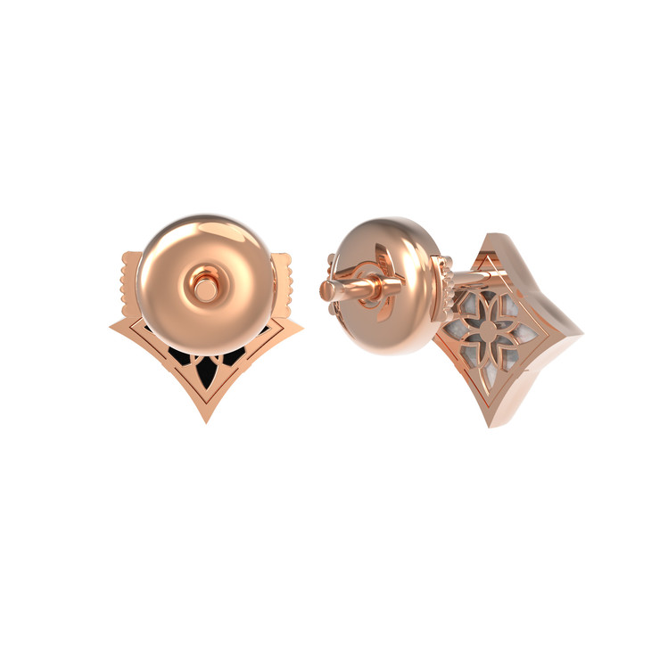 Серьги из красного золота 585 пробы c ониксом и перламутром