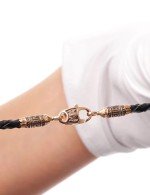 Гайтан из золота c кожаным шнурком