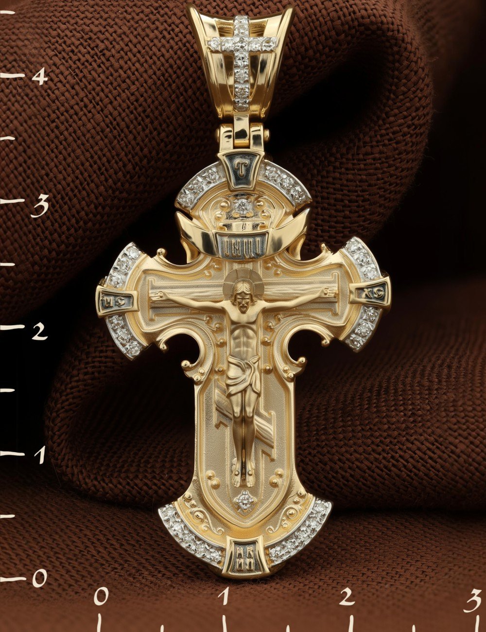 Крест из лимонного золота c бриллиантами