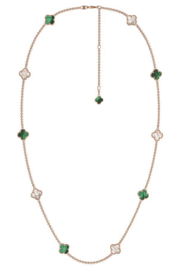 Колье из золота c малахитом и перламутром