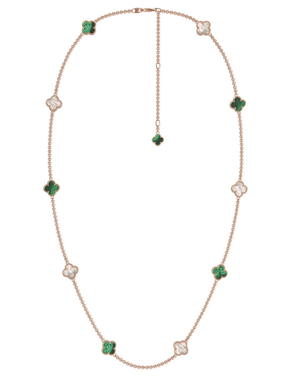 Колье из золота c малахитом и перламутром