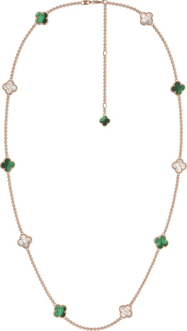 Колье из золота c малахитом и перламутром