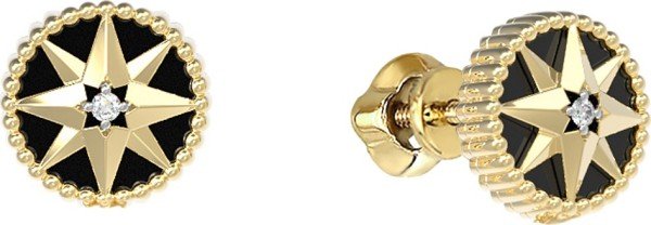 Серьги из лимонного золота c бриллиантами и ониксом