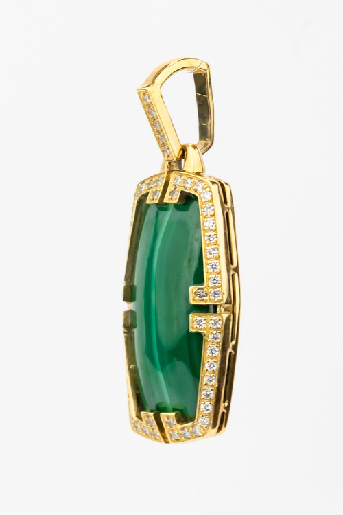 Подвеска из лимонного золота 585 пробы c бриллиантами, рубином и малахитом