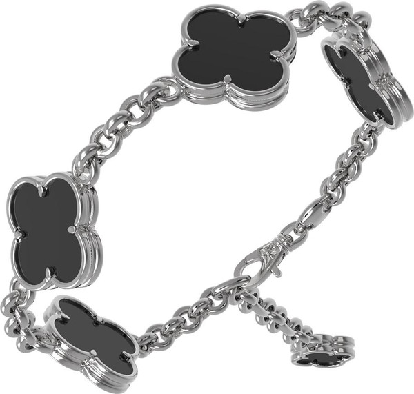 Браслет из белого золота 585 пробы c ониксом