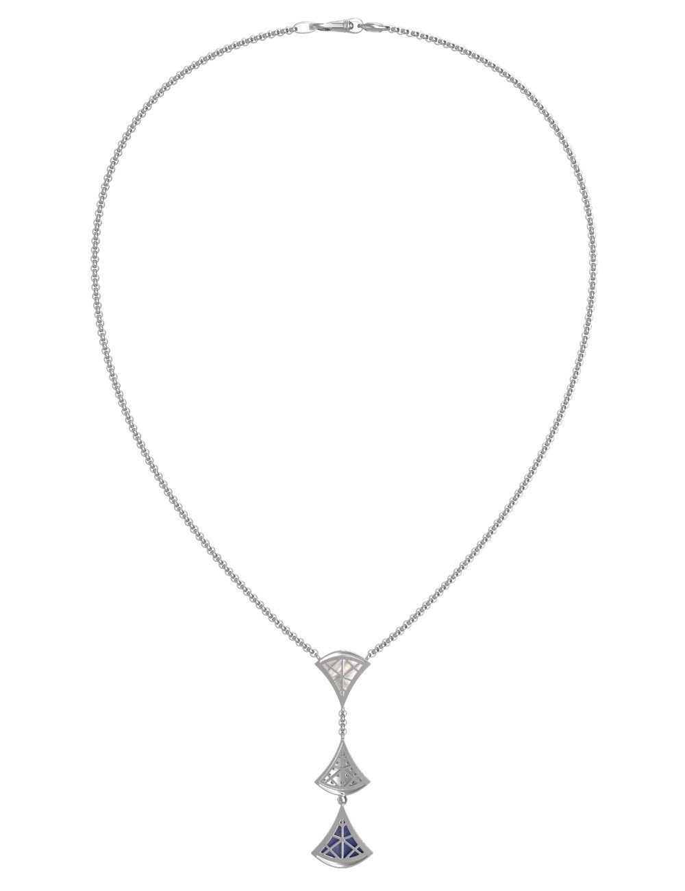 Колье из белого золота c бриллиантами, лазуритом и перламутром