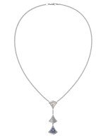 Колье из белого золота c бриллиантами, лазуритом и перламутром