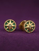 Серьги из лимонного золота c бриллиантами и малахитом