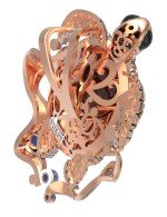 Подвеска из золота c эмалью, фианитом, гранатом и янтарём