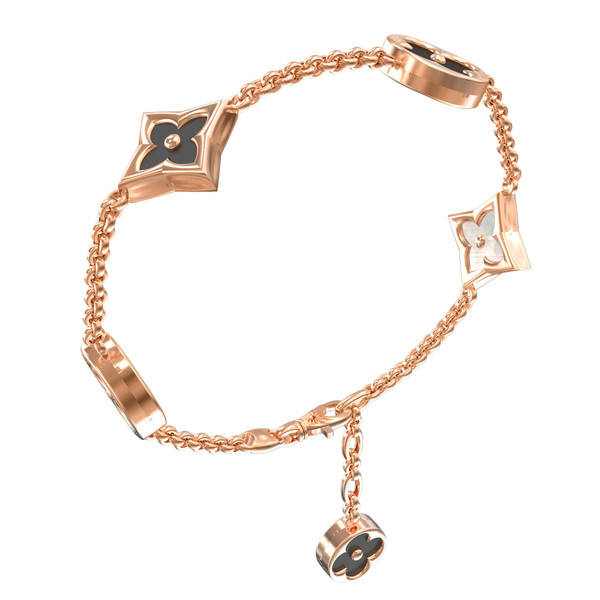 Браслет из красного золота 585 пробы c ониксом и перламутром