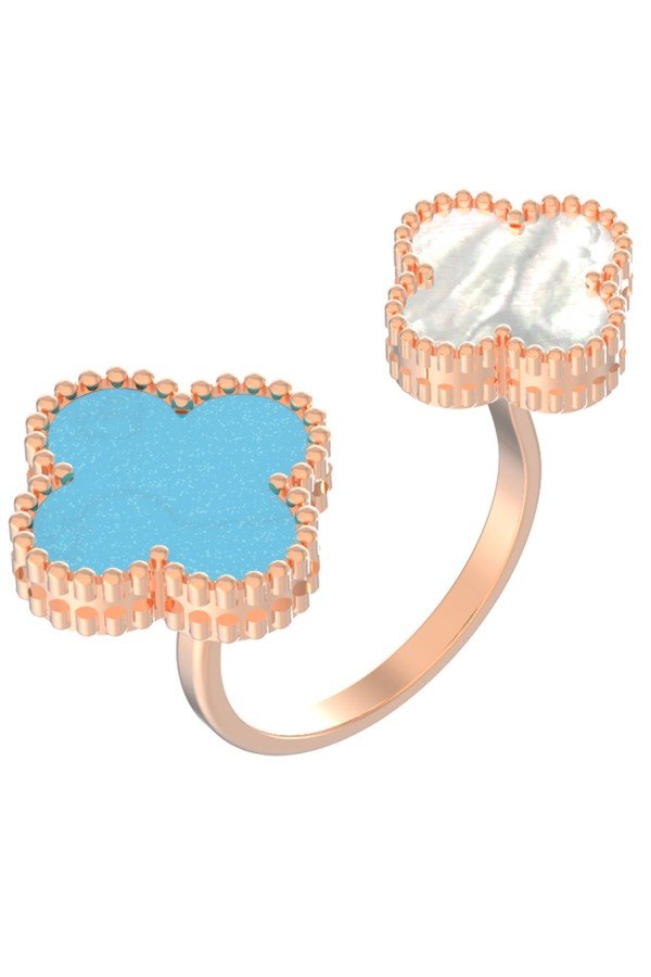 Кольцо из золота c бирюзой и перламутром