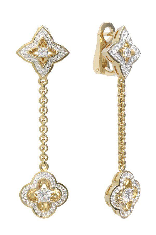 Серьги из лимонного золота c бриллиантами