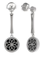 Серьги из белого золота c фианитом и ониксом