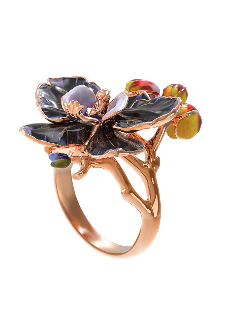 Кольцо из золота c эмалью