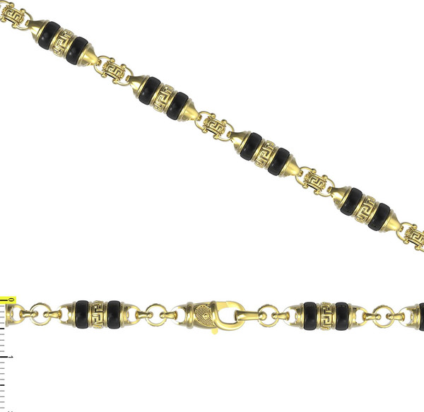 Цепь из лимонного золота 585 пробы c ониксом