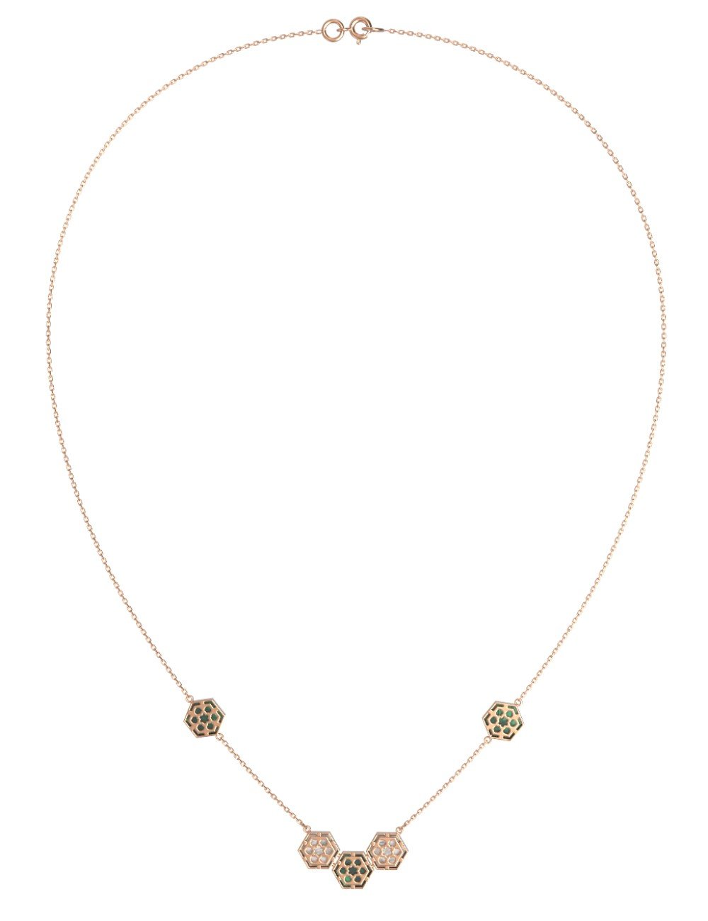 Колье из золота c малахитом и перламутром