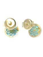 Серьги из лимонного золота c бриллиантами и бирюзой