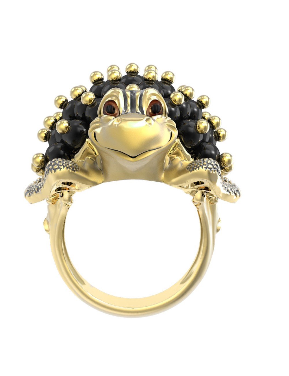 Кольцо из лимонного золота c эмалью и ониксом