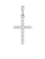 Крест из белого золота c бриллиантами