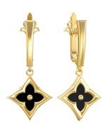 Серьги из лимонного золота c ониксом