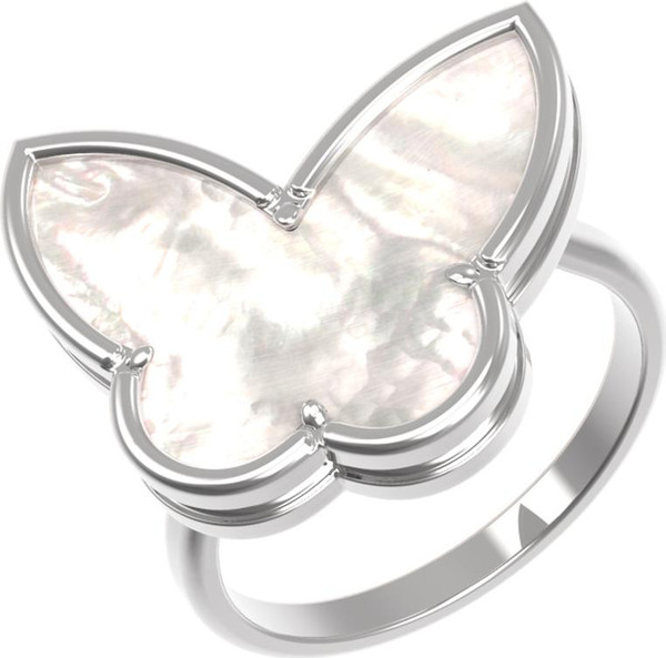 Кольцо из белого золота 585 пробы c перламутром