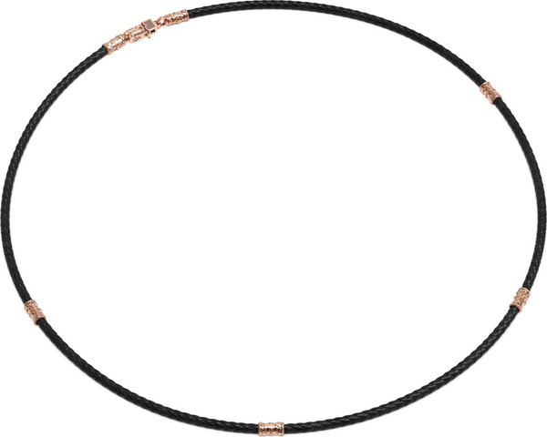 Цепь-шнурок кожа из красного золота 585 пробы c кожаным шнурком