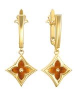 Серьги из лимонного золота c тигровым глазом