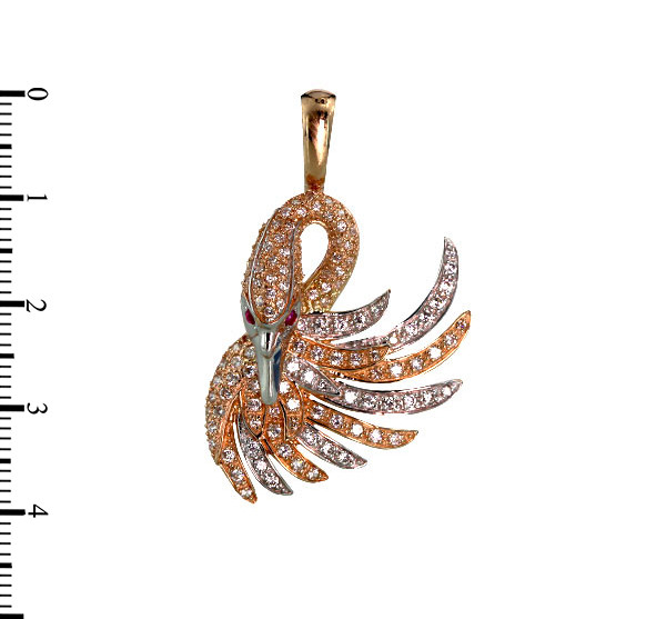 Подвеска из красного золота 585 пробы c фианитом