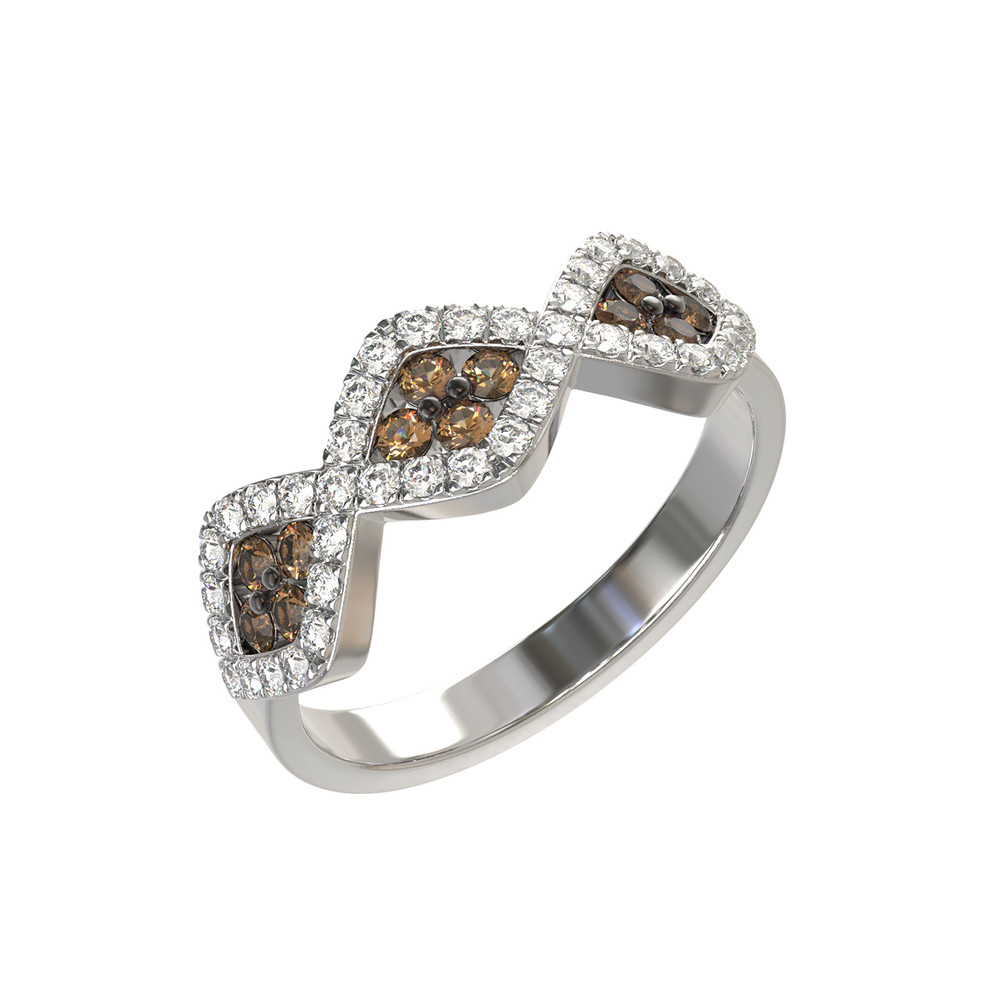 Кольцо из белого золота 585 пробы c бриллиантами