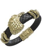 Браслет из лимонного золота c бриллиантами и кожаным шнурком