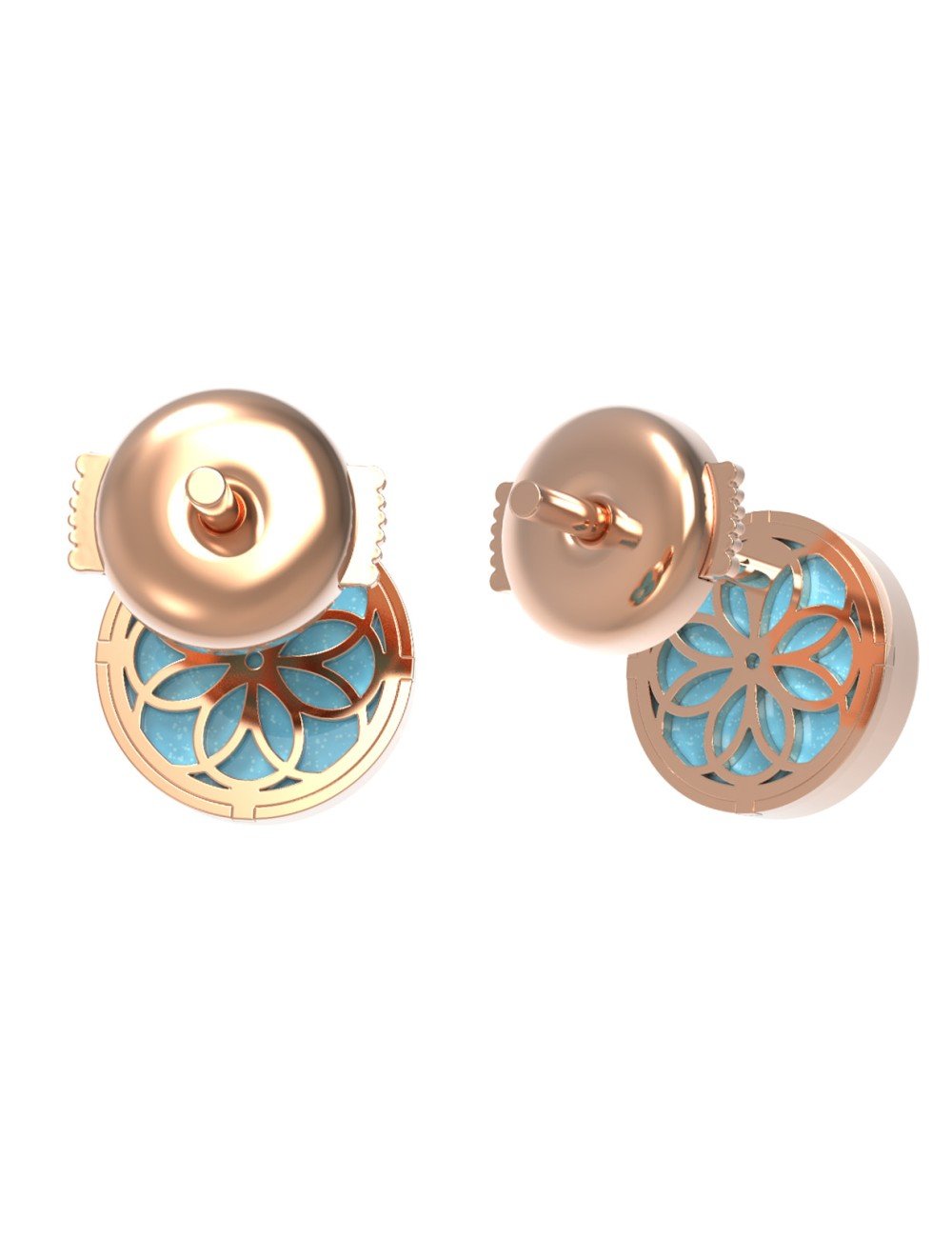 Серьги из золота c бриллиантами и бирюзой