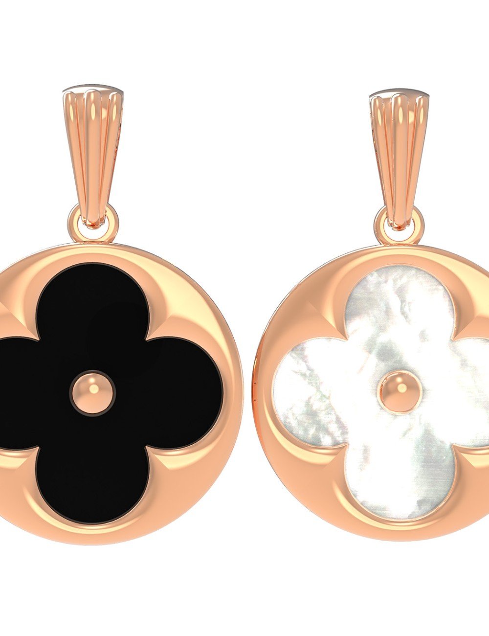 Подвеска из золота c ониксом и перламутром