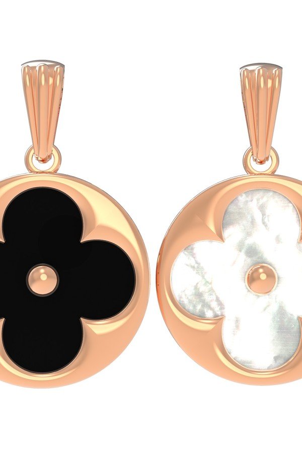 Подвеска из золота c ониксом и перламутром