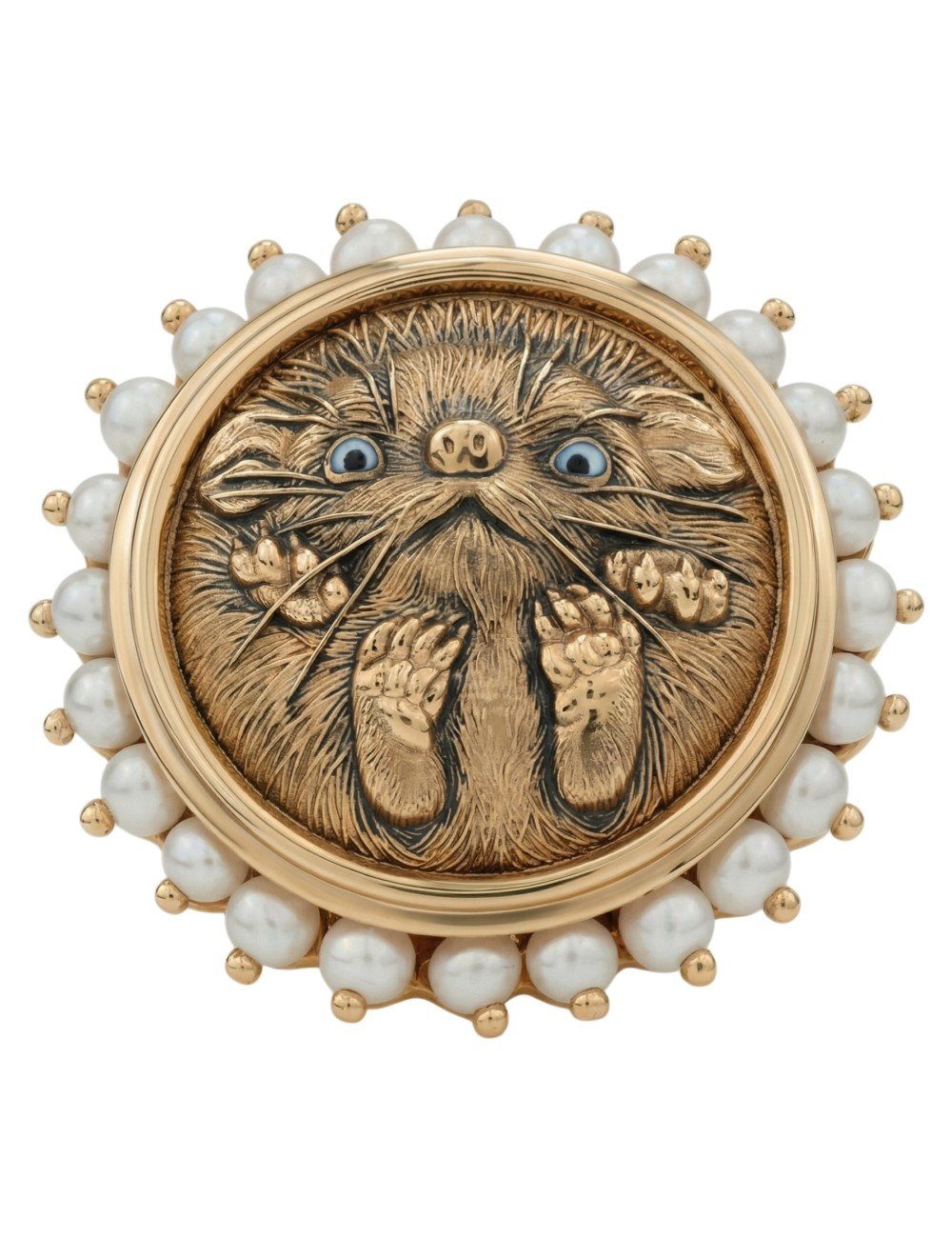 Кольцо из золота c эмалью и жемчугом