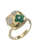 Кольцо из лимонного золота c бриллиантами и малахитом