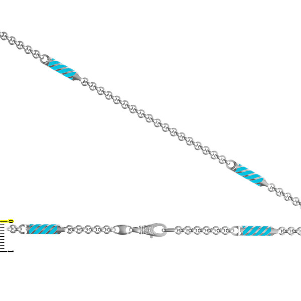 Цепь из белого золота 585 пробы c эмалью