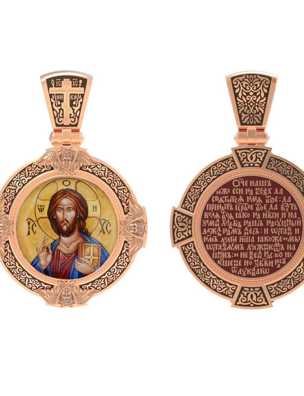 Образок из золота c эмалью и иконописью